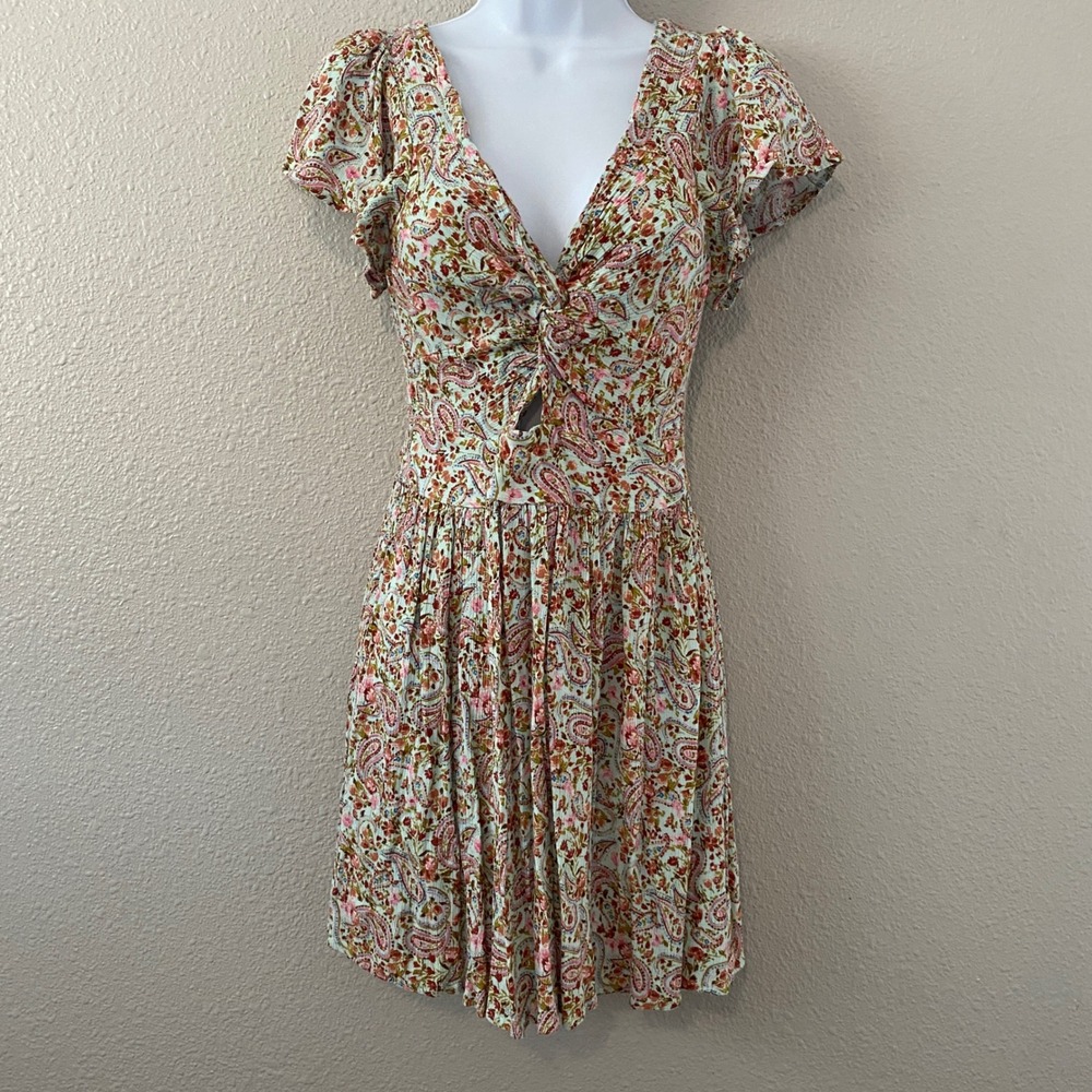 Blue Paisley Dress Small Boho Chic Cottagecore Feminine Casual Summer Garden